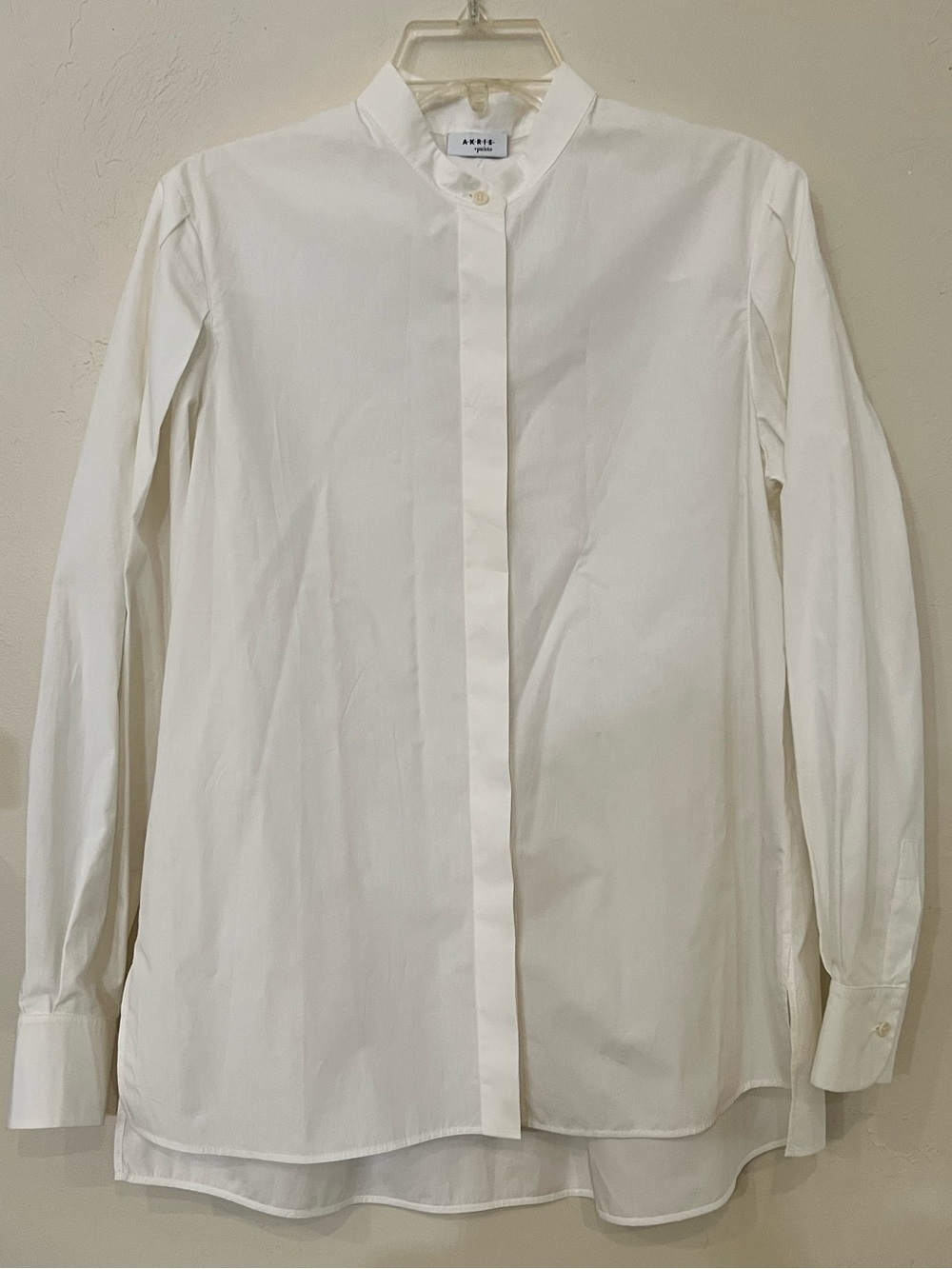 Akris punto Mandarin Collar Cotton Poplin Blouse 6 Ivory